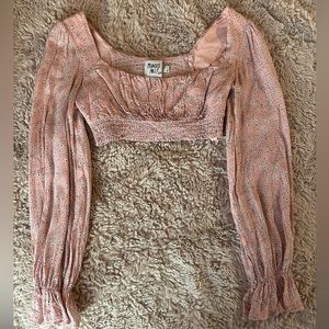 princess polly US0 pink crop top with flower patterns